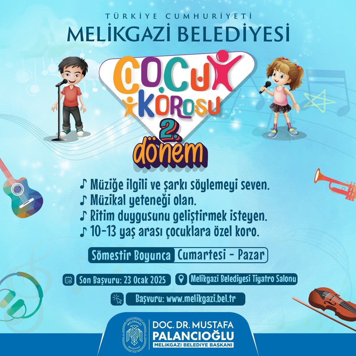 Melikgazi’de 2. Dönem Çocuk Korosu kayıtları başladı