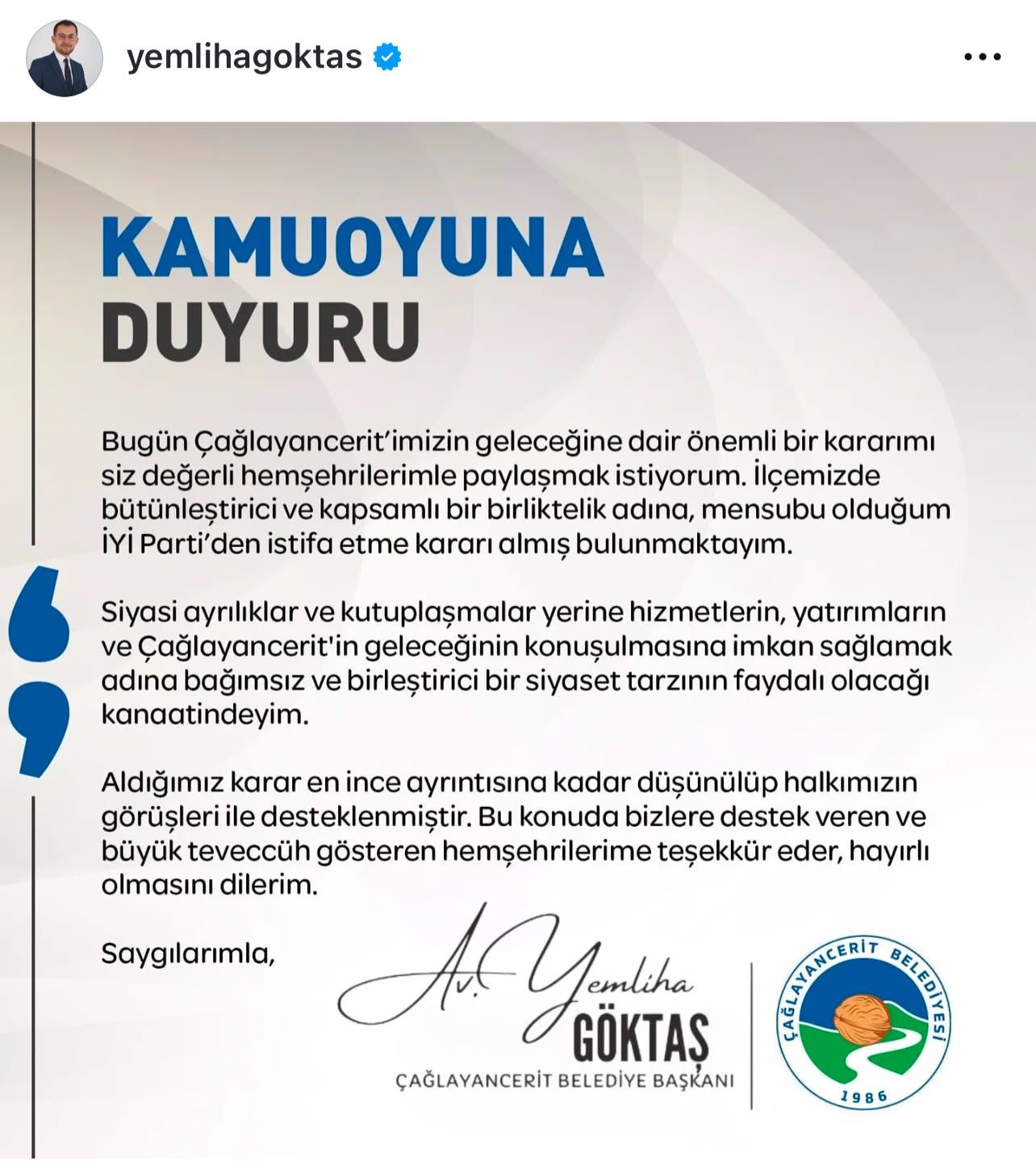 Kahramanmaraş&rsquo;ta İYİ Parti&rsquo;li belediye başkanı partisinden istifa etti
