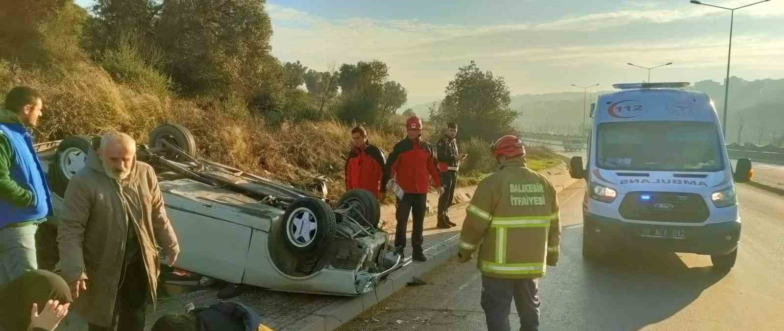 Bandırma’da Fiat Tofaş otomobil takla attı