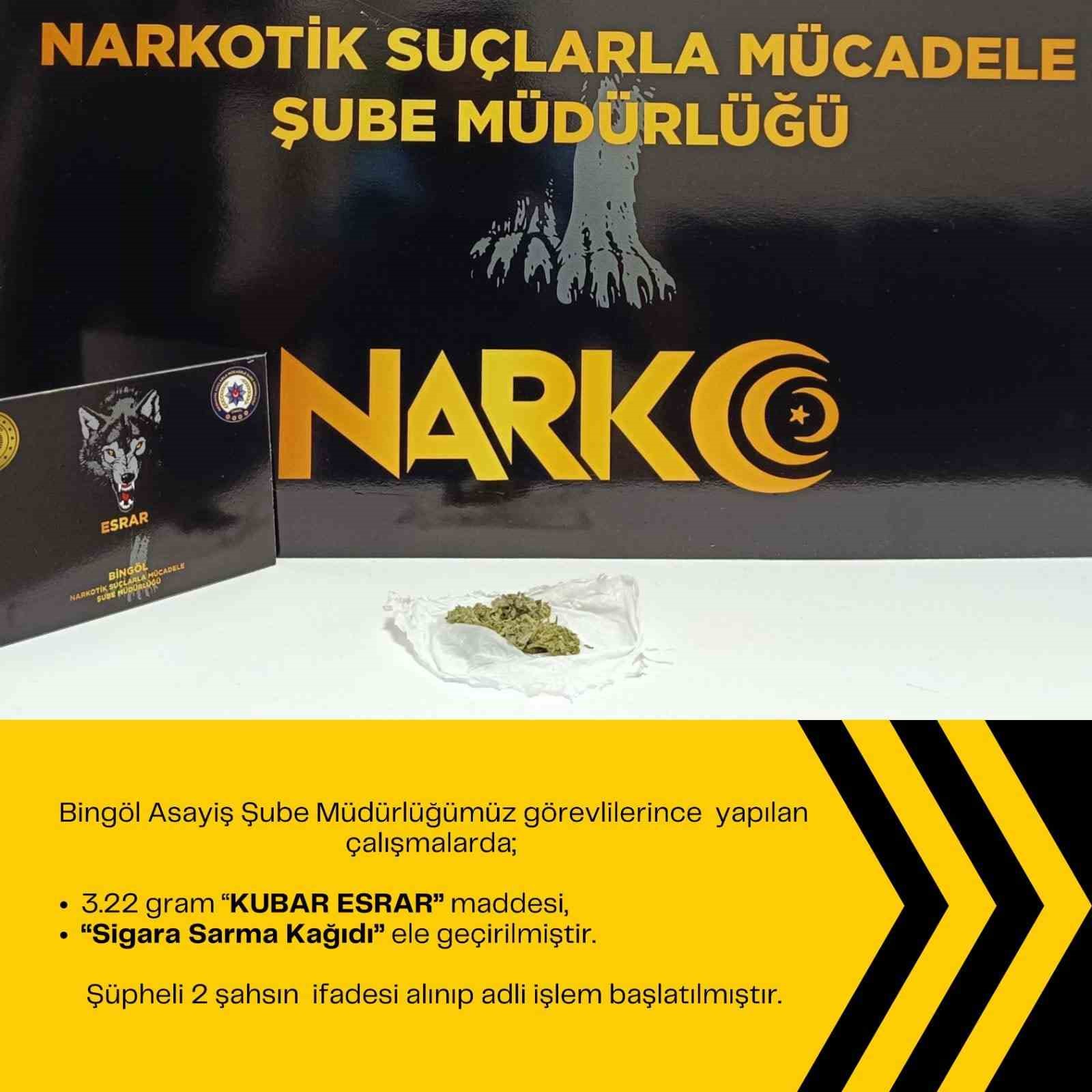 Bingöl’de uyuşturucuyla mücadele: 2 gözaltı