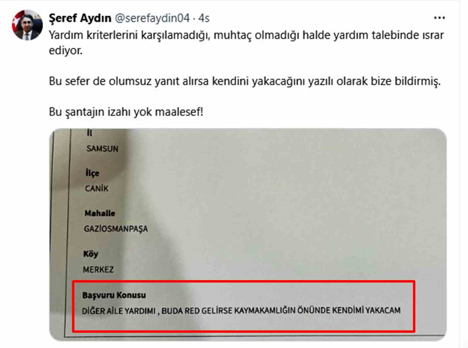 Kaymakam Aydın: "Bu şantajın izahı yok"