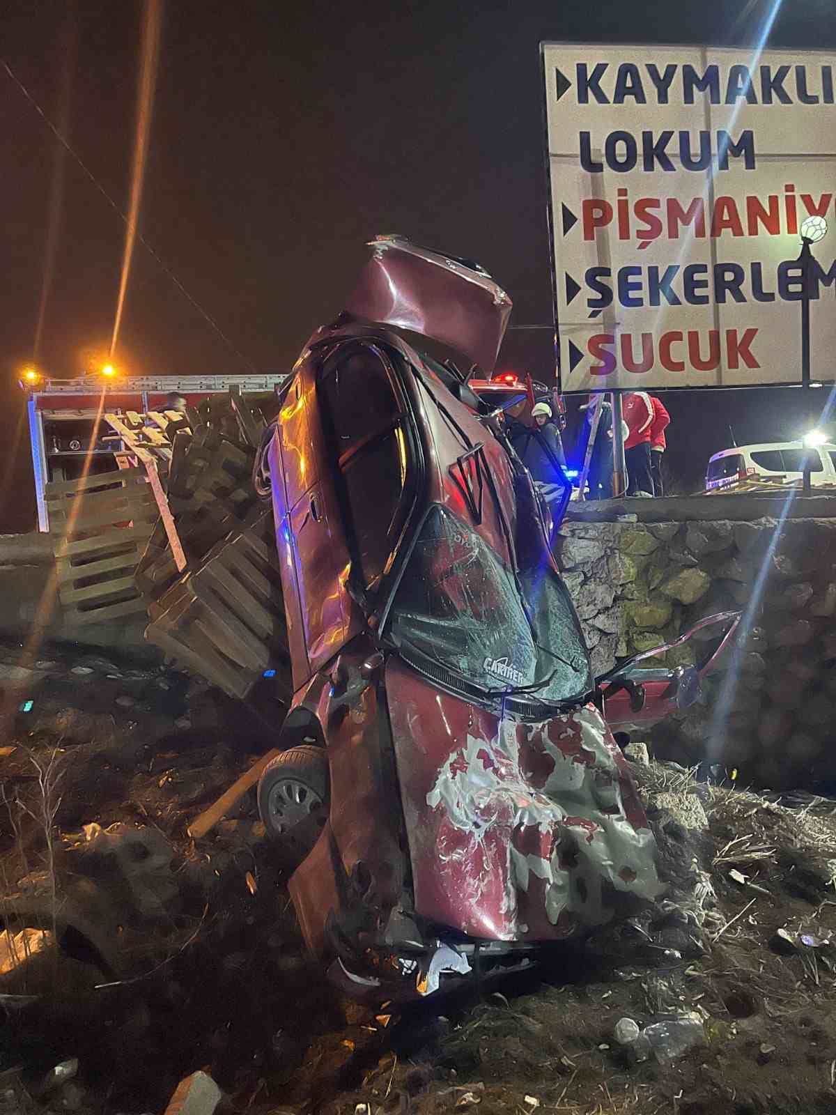 Kontrolden çıkan otomobilin sürücüsü yaralandı
