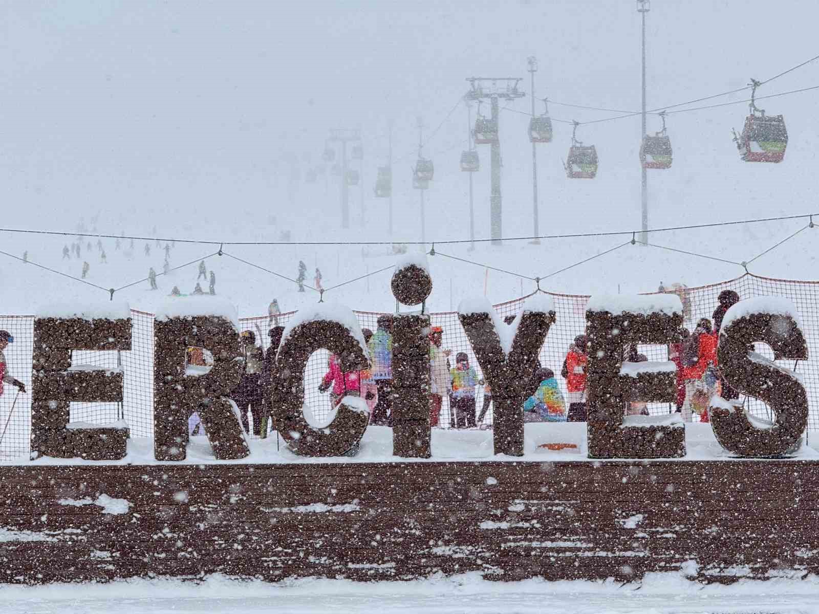 Erciyes’te kar kalınlığı 80 santimi buldu