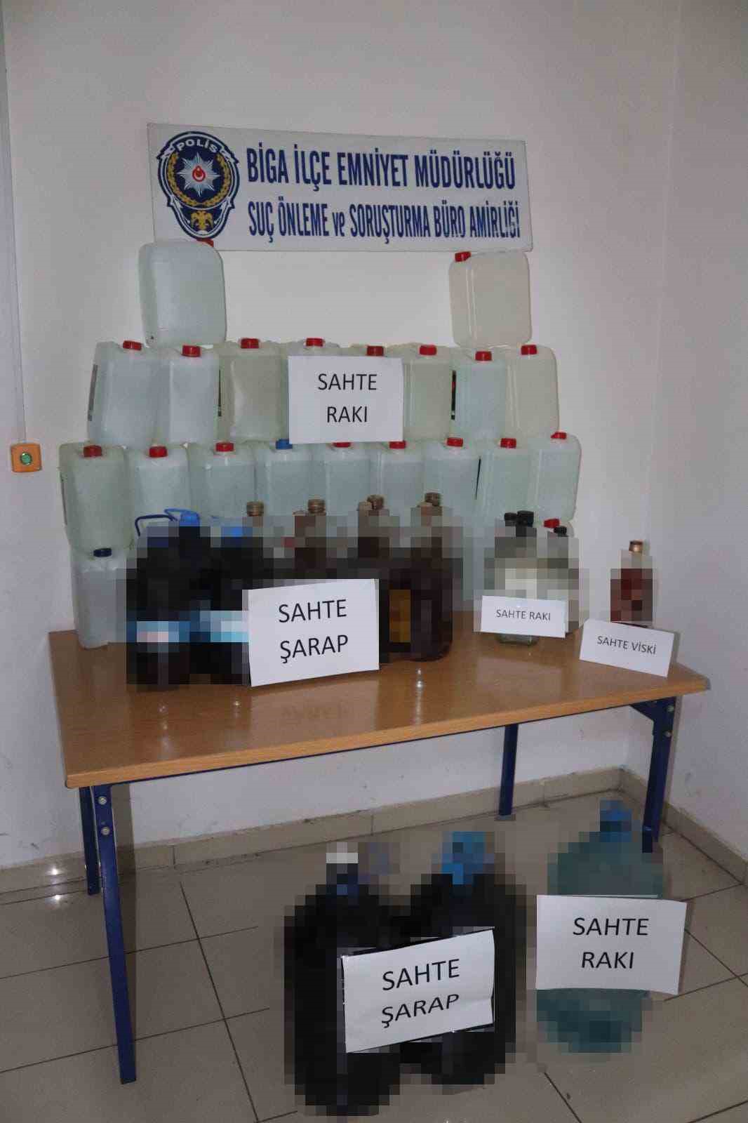 Çanakkale’de 240 litre sahte içki ele geçirildi