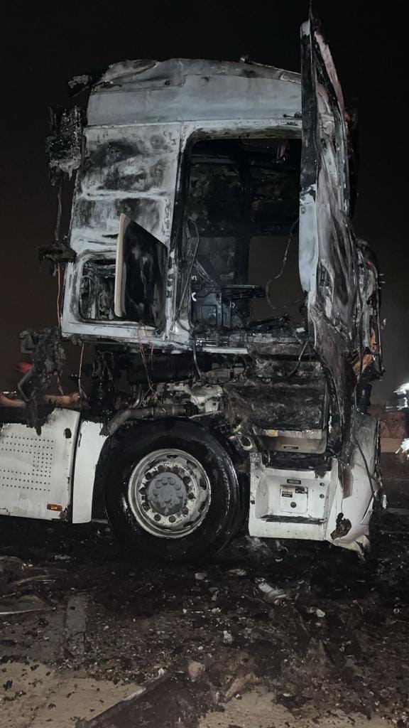 Tırın kupası alev alev yandı