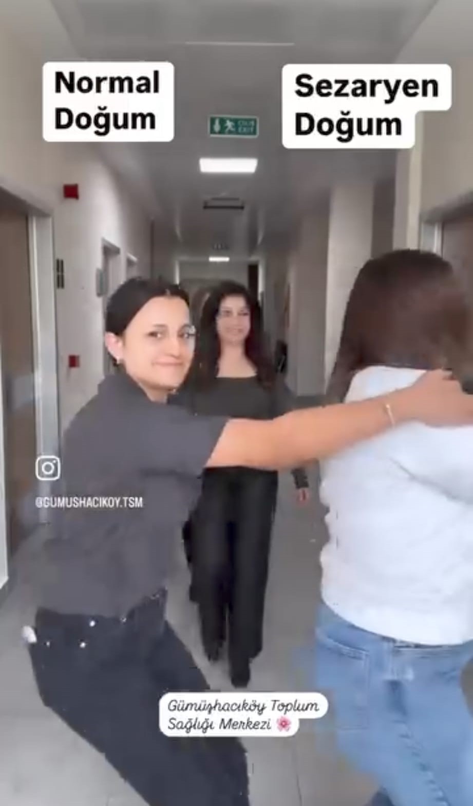 Sağlık &ccedil;alışanlarından normal doğum i&ccedil;in danslı paylaşım
