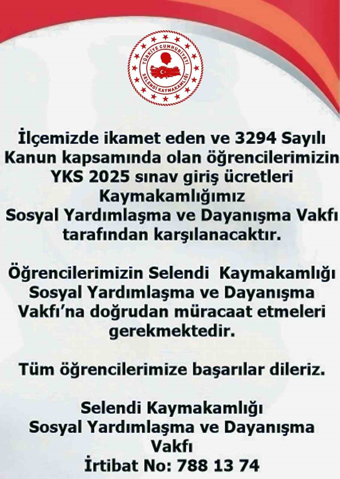 Öğrencilerin YKS ücretlerini kaymakamlık karşılayacak
