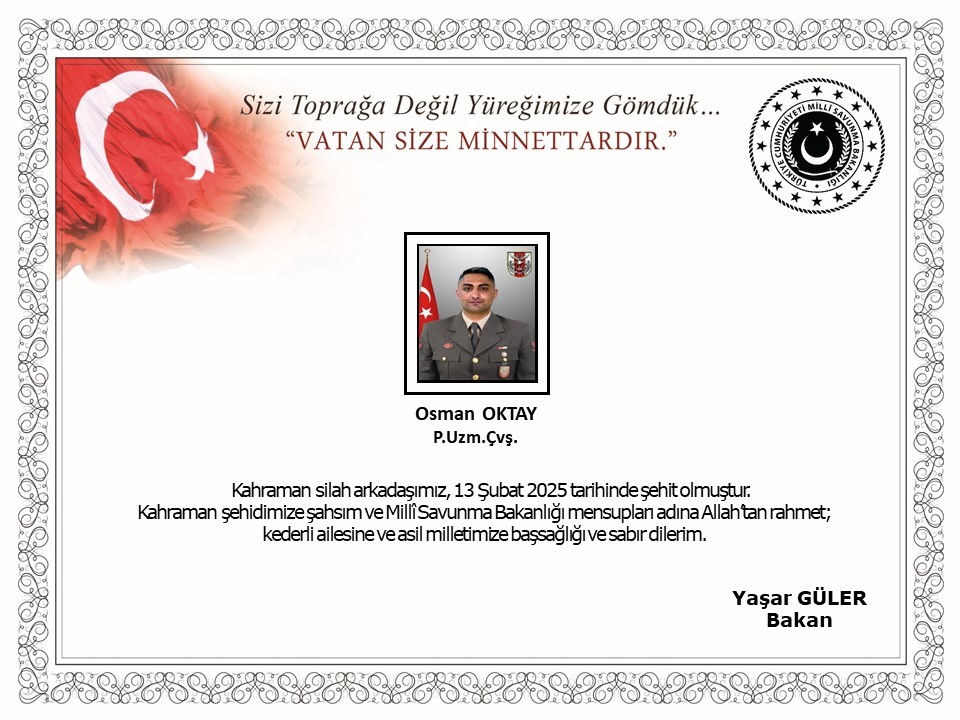 Suriye’nin kuzeyinde yaralanan uzman çavuş şehit oldu