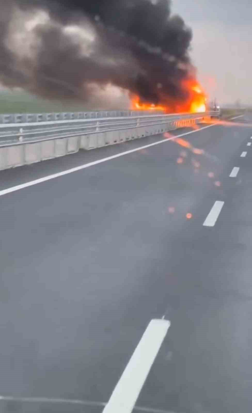 Mardin’de seyir halindeki tır alevlere teslim oldu