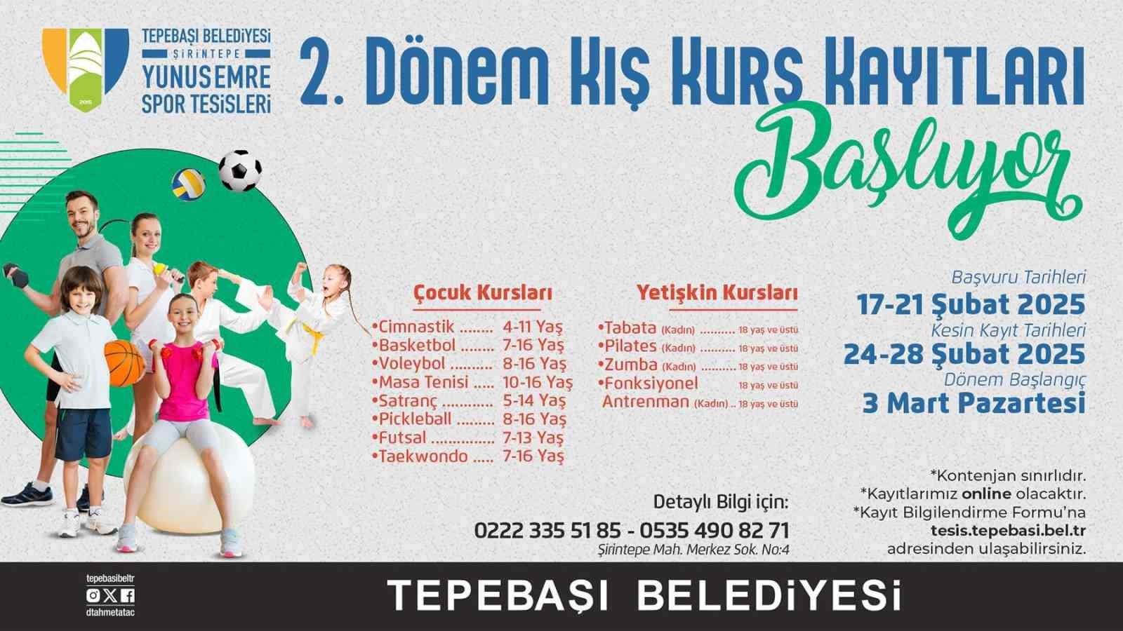 Çocuk ve yetişkin kursları için kayıtlar başlıyor
