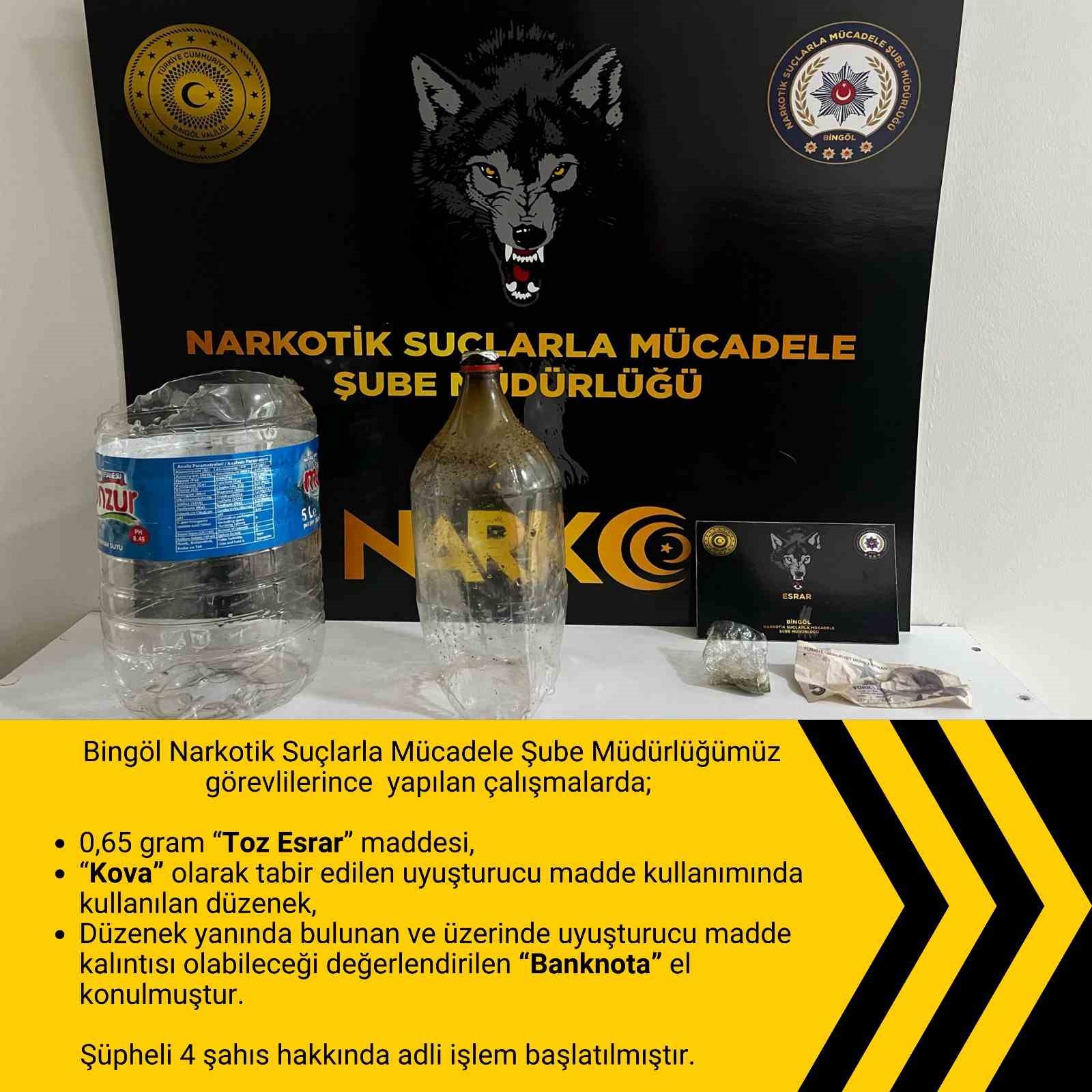 Bingöl’de uyuşturucuyla mücadele çalışmaları

