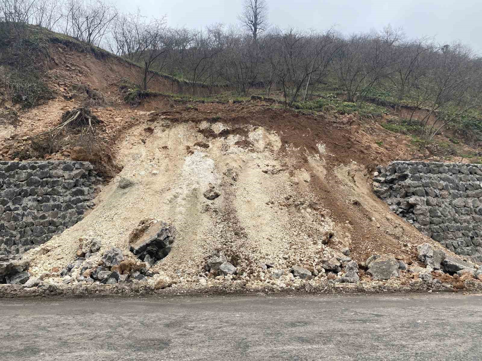 Ordu’da heyelanda istinat duvarı çöktü
