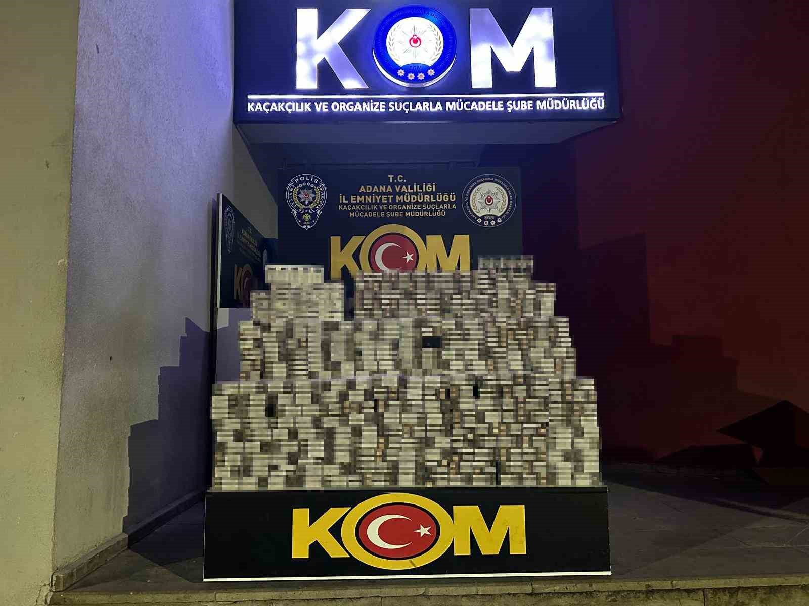 Adana&rsquo;da 9 bin paket ka&ccedil;ak sigara ele ge&ccedil;irildi
