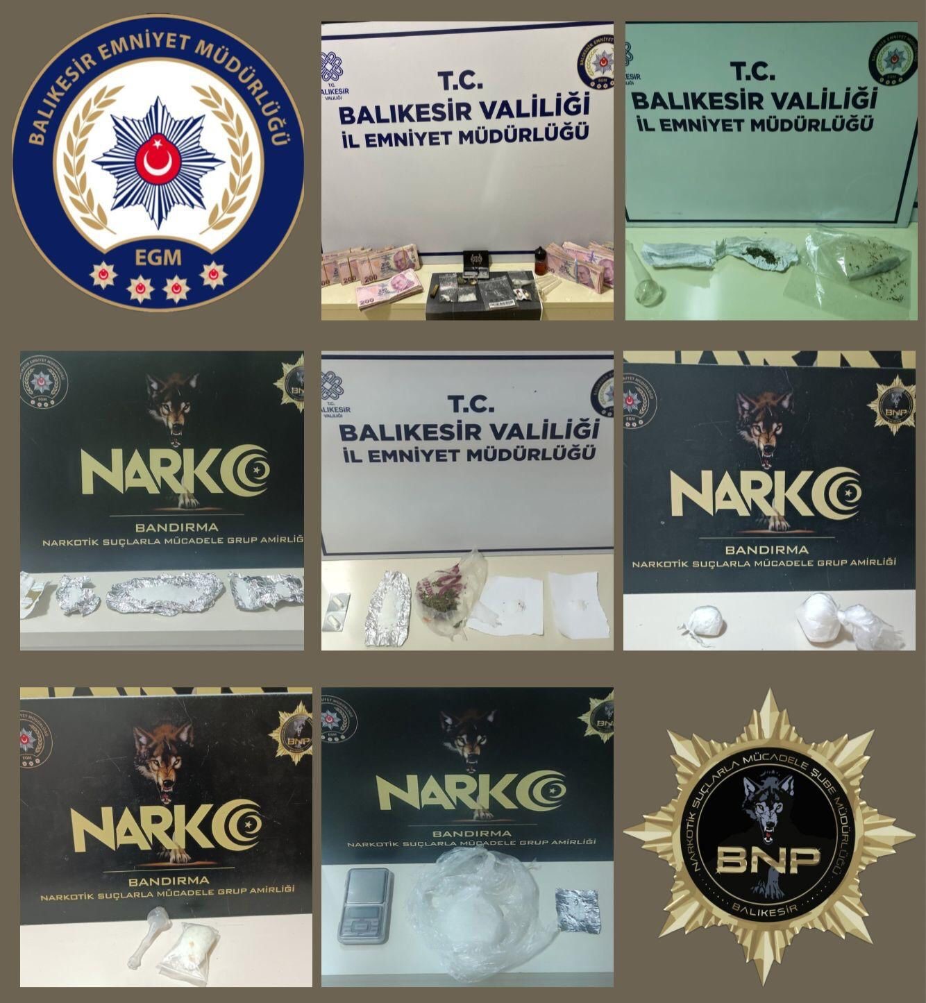 Balıkesir polisi uyuşturucu tacirlerine göz açtırmıyor: 10 gözaltı