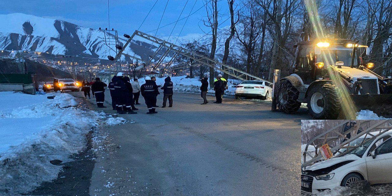 Otomobil elektrik direğine çarptı: 2 yaralı