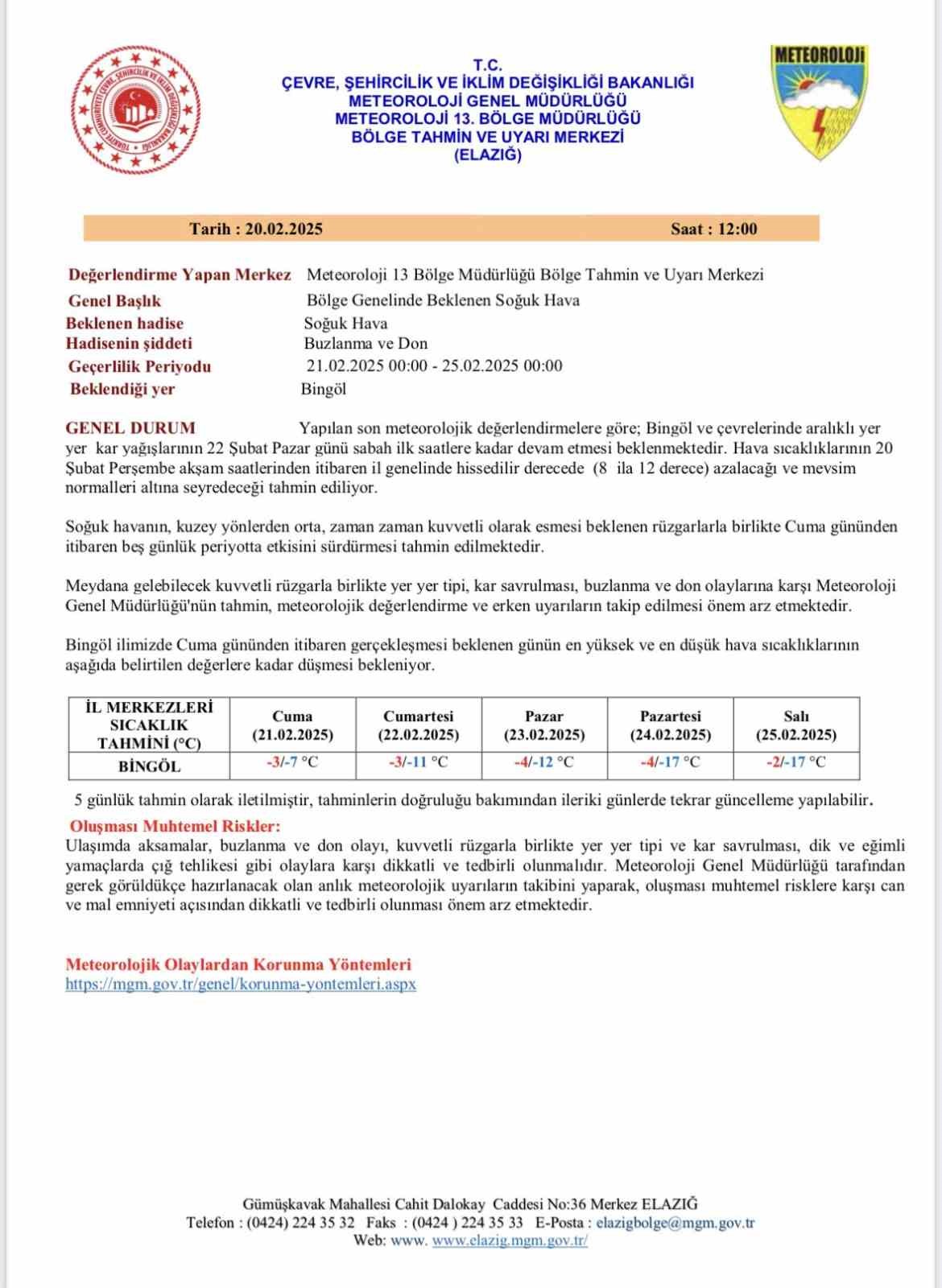 Bingöl’de kar ve soğuk hava etkisini artırdı: Tır trafiğine kısıtlama getirildi