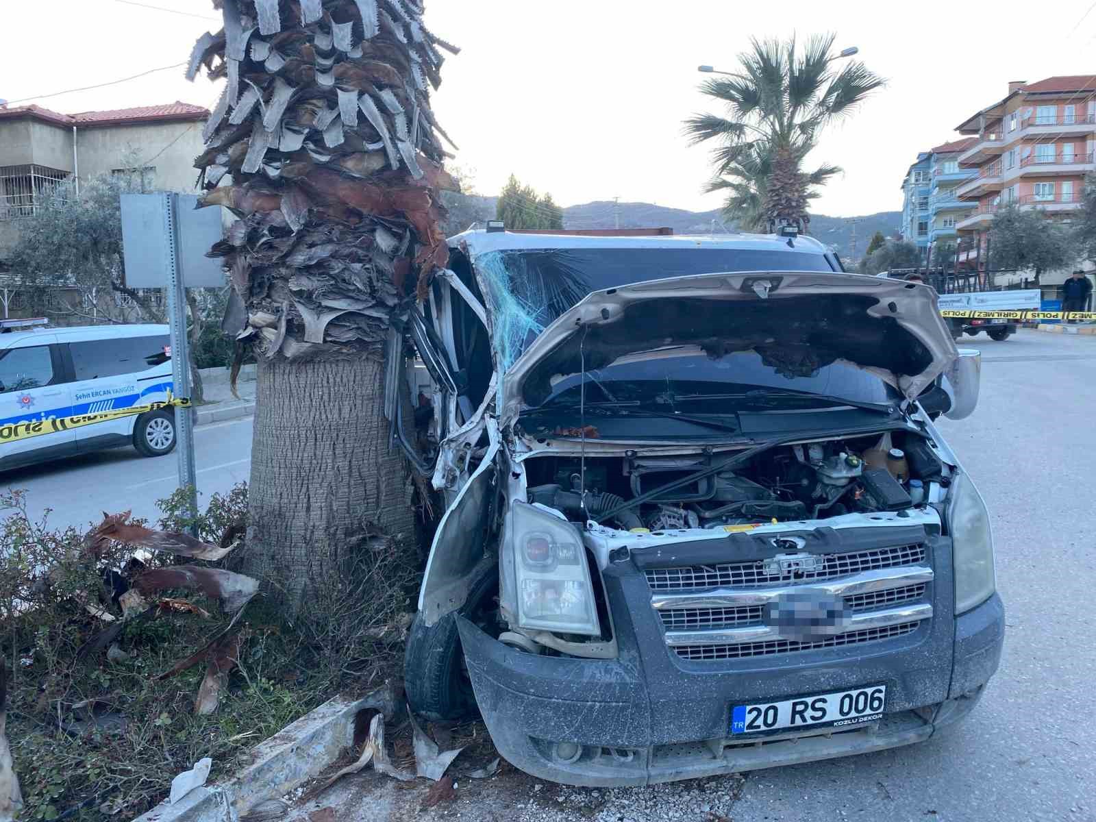 Kontrolden çıkan kamyonet orta refüjdeki ağaca çarparak durabildi