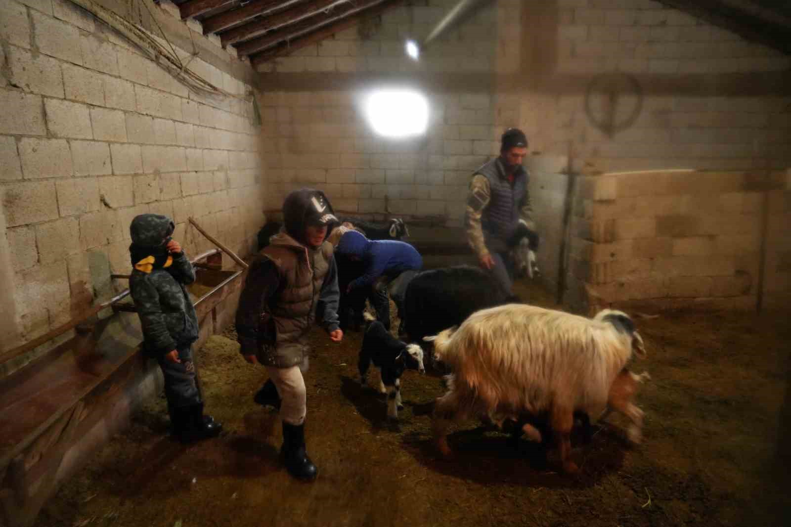Kalecik k&ouml;y&uuml;nde evler ve ahırlar metrelerce karın altında kaldı
