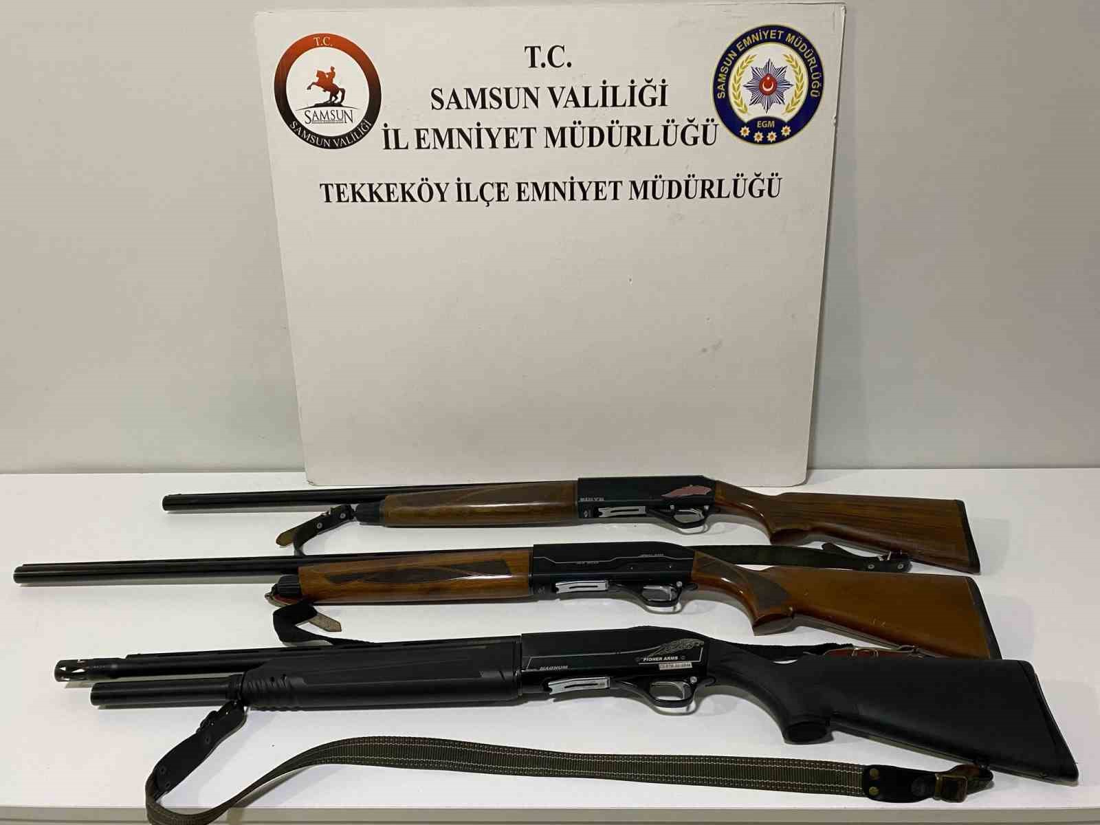 Samsun’da tersane alanında 3 kişi ruhsatsız tüfekle yakalandı