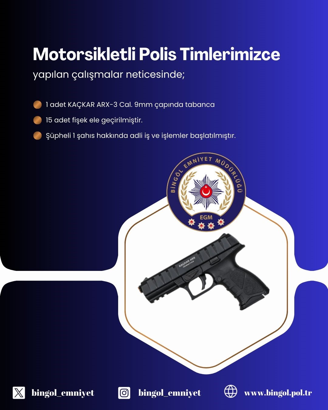 Bingöl’de tabanca ele geçirildi