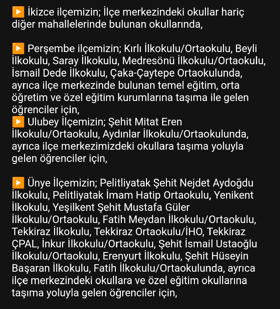 Ordu&rsquo;da eğitime kar engeli
