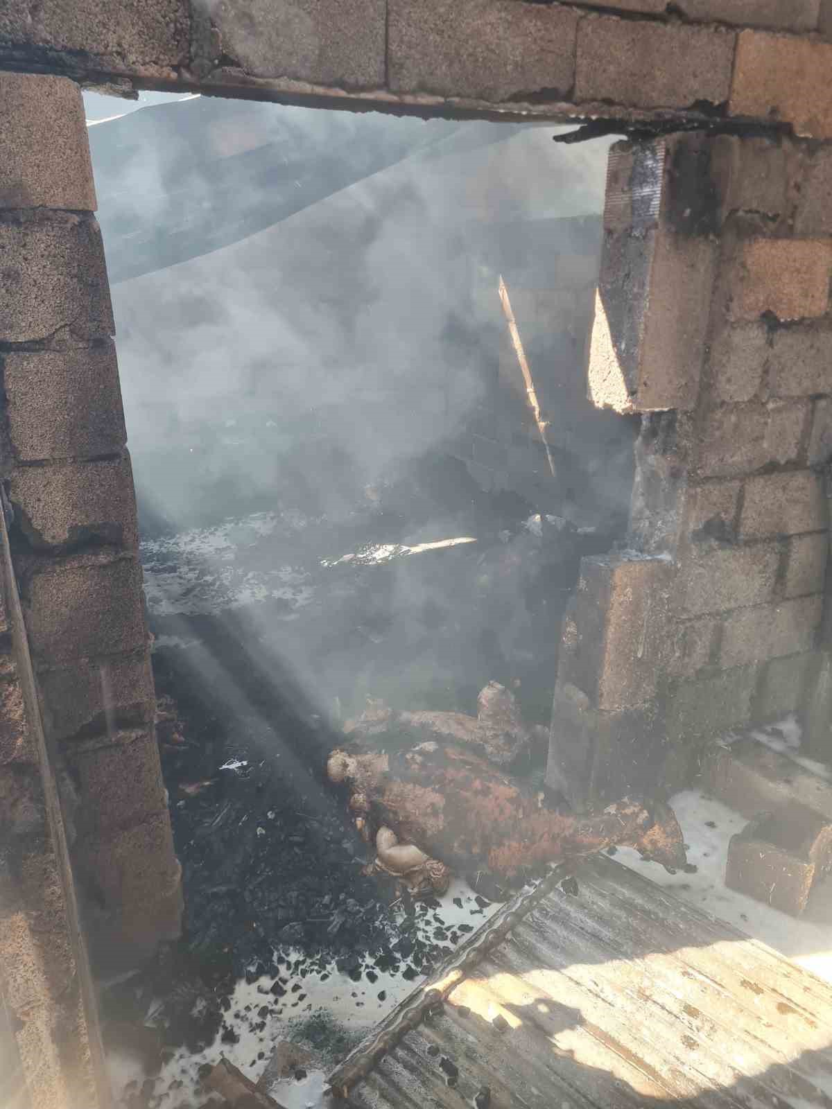 Osmaniye&rsquo;de ahırdaki yangında 16 k&uuml;&ccedil;&uuml;kbaş hayvan telef oldu
