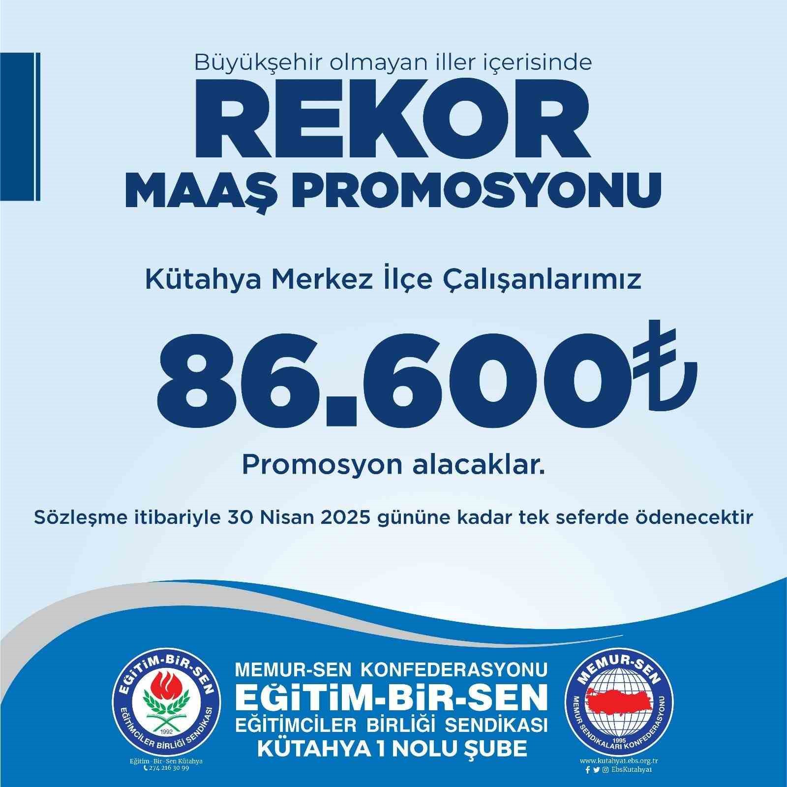 K&uuml;tahya&rsquo;da maaş promosyonu rekoru kırıldı: 86 bin 600 TL
