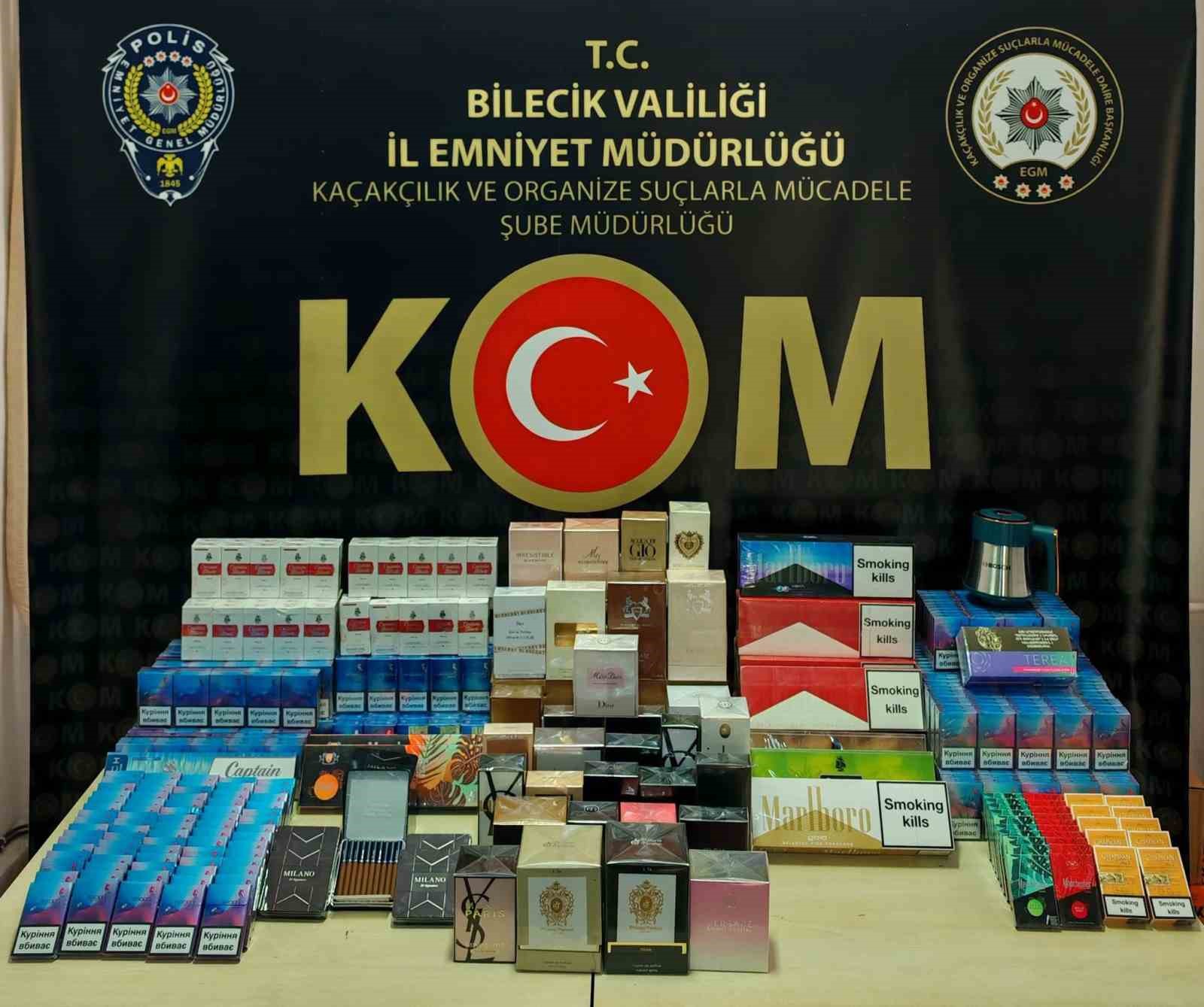 Yüzlerce paket kaçak sigara ve parfüm ele geçirildi