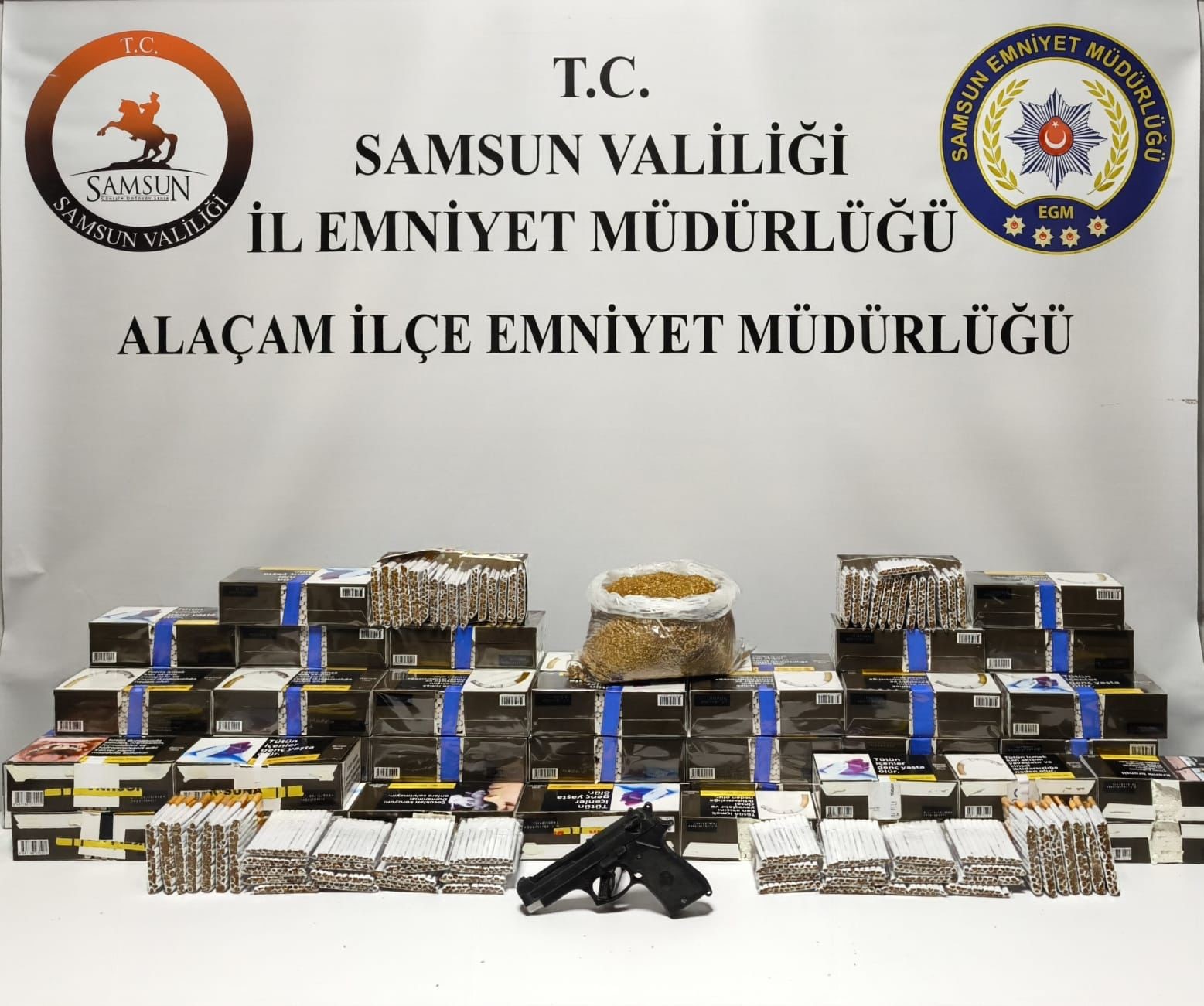 Alaçam’da kaçak makaron ele geçirildi