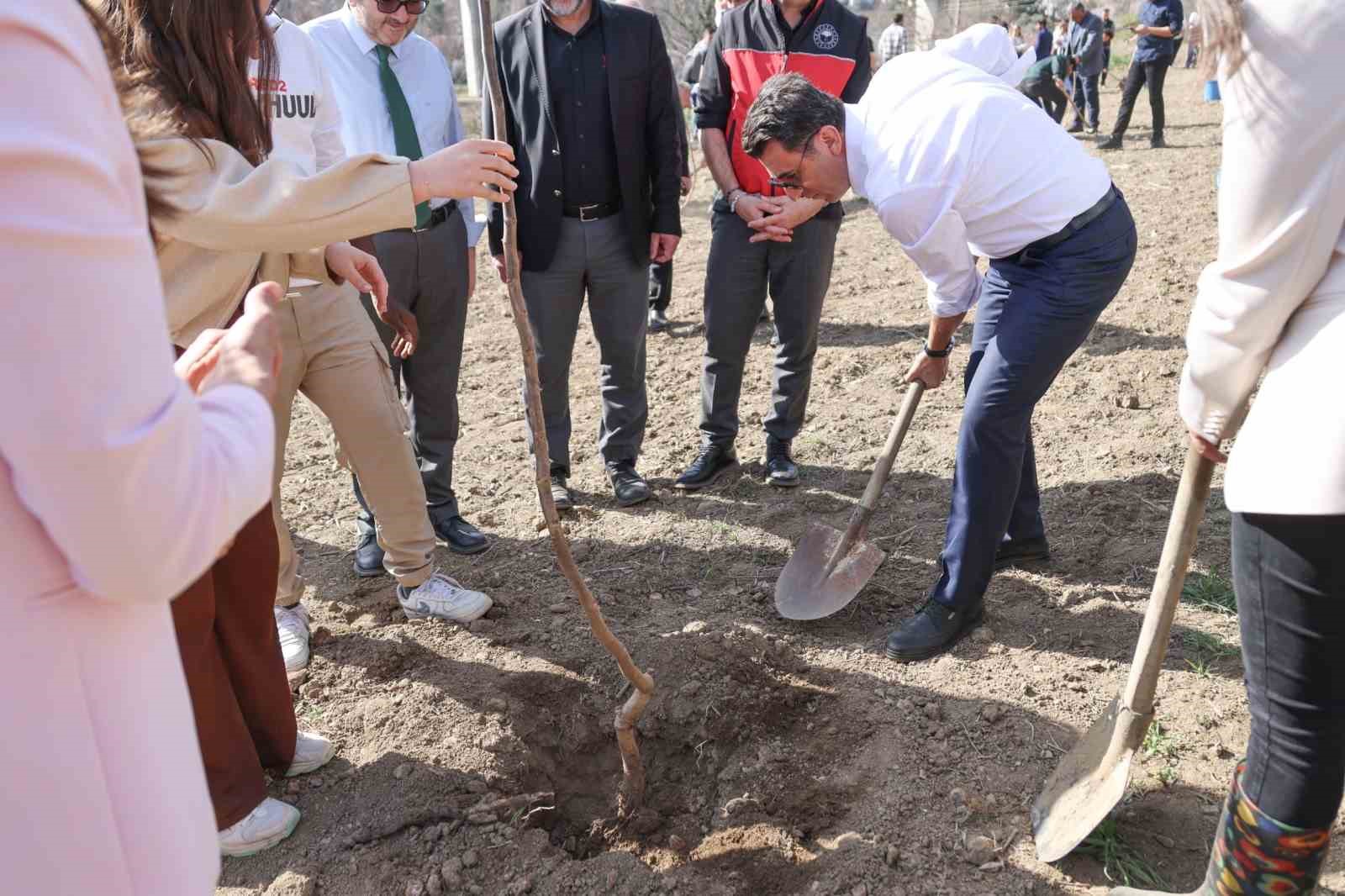 &Uuml;niversite &ouml;ğrencileriyle birlikte fidan dikti
