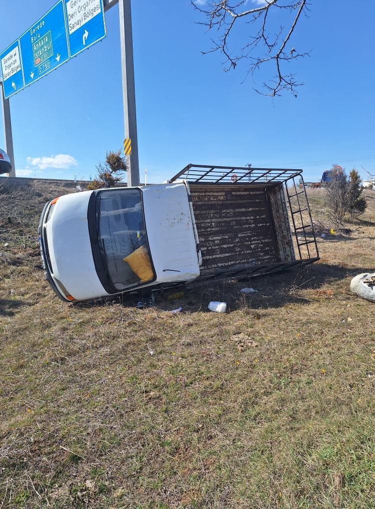 Yoldan çıkan kamyonet tarlaya uçtu: 2 yaralı
