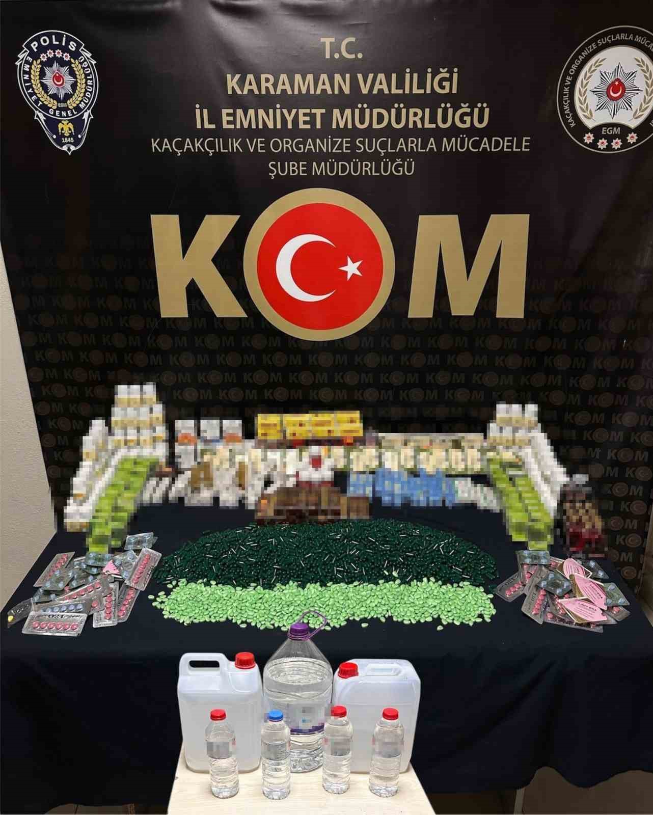 Karaman&rsquo;da 10 bin 620 adet cinsel i&ccedil;erikli hap ele ge&ccedil;irildi
