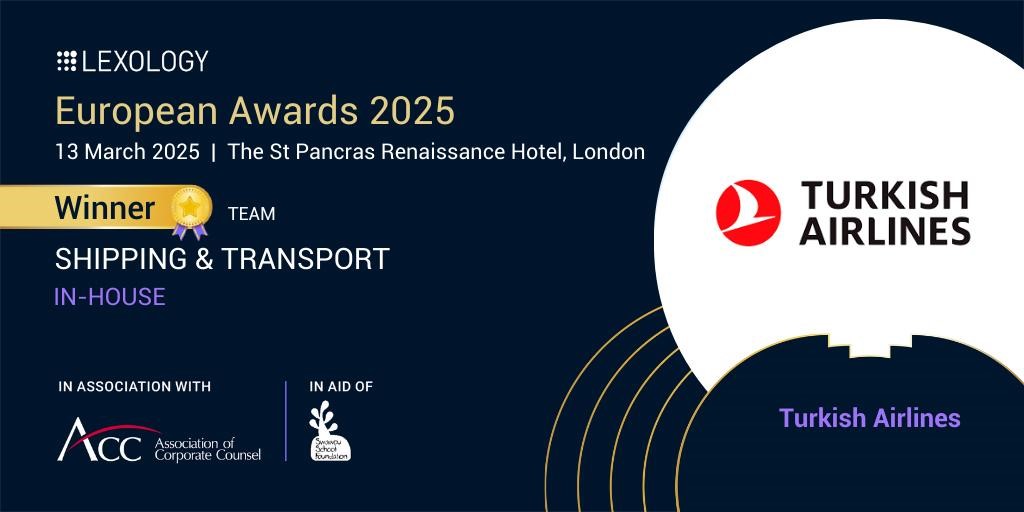 THY&rsquo;nın Hukuk ve Uyum Ekibi&rsquo;ne Avrupa&rsquo;nın en iyisi &ouml;d&uuml;l&uuml;
