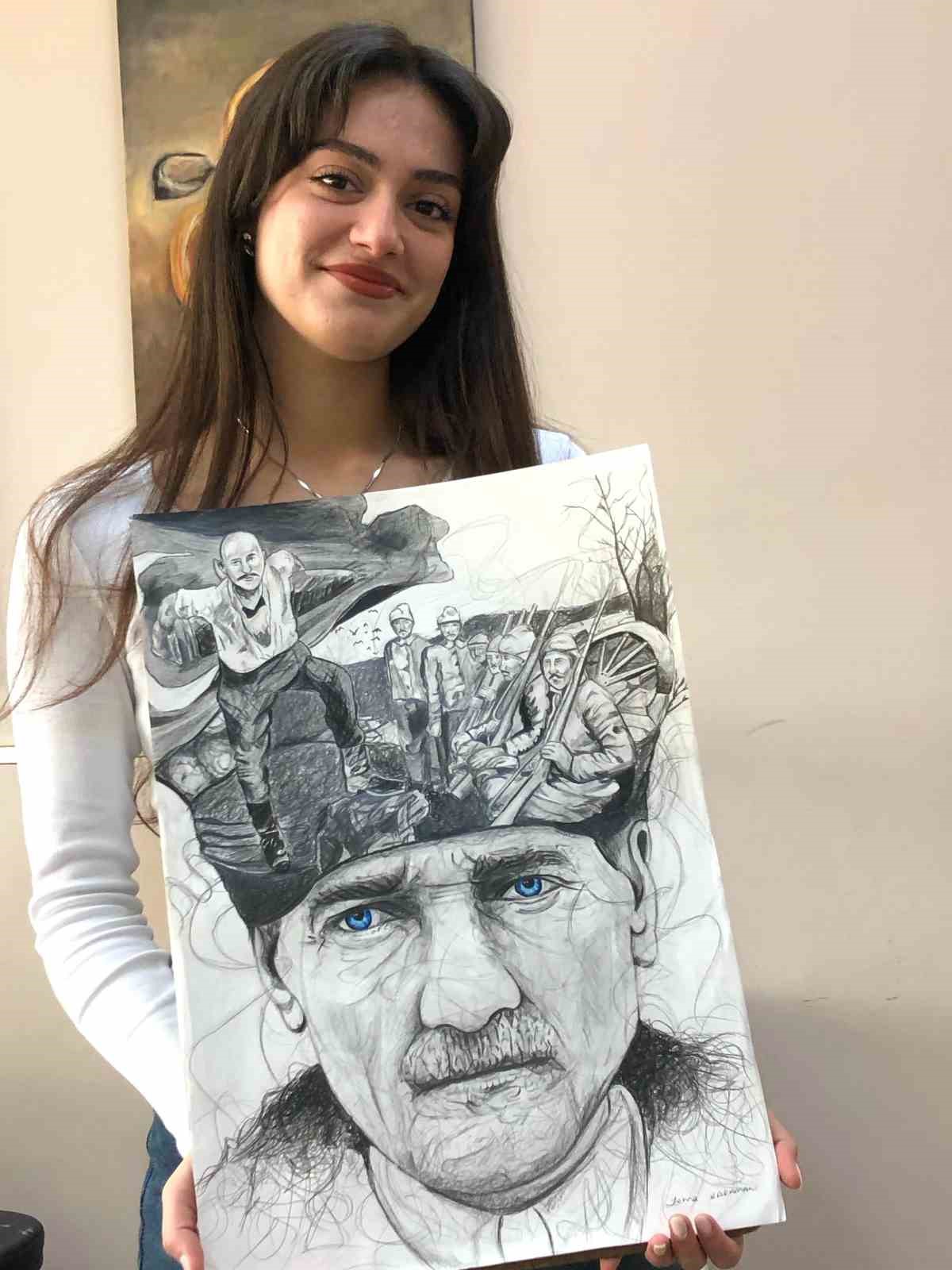 Elazığ’da 18 Mart’a özel Atatürk portresi hayran bıraktı