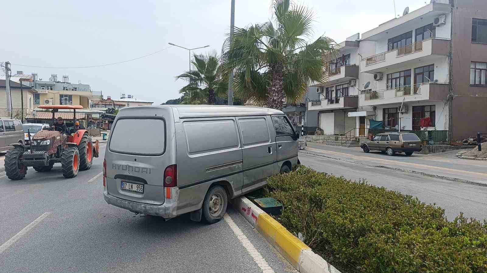 Manavgat&rsquo;ta kamyonet palmiyeye &ccedil;arptı: 1 yaralı

