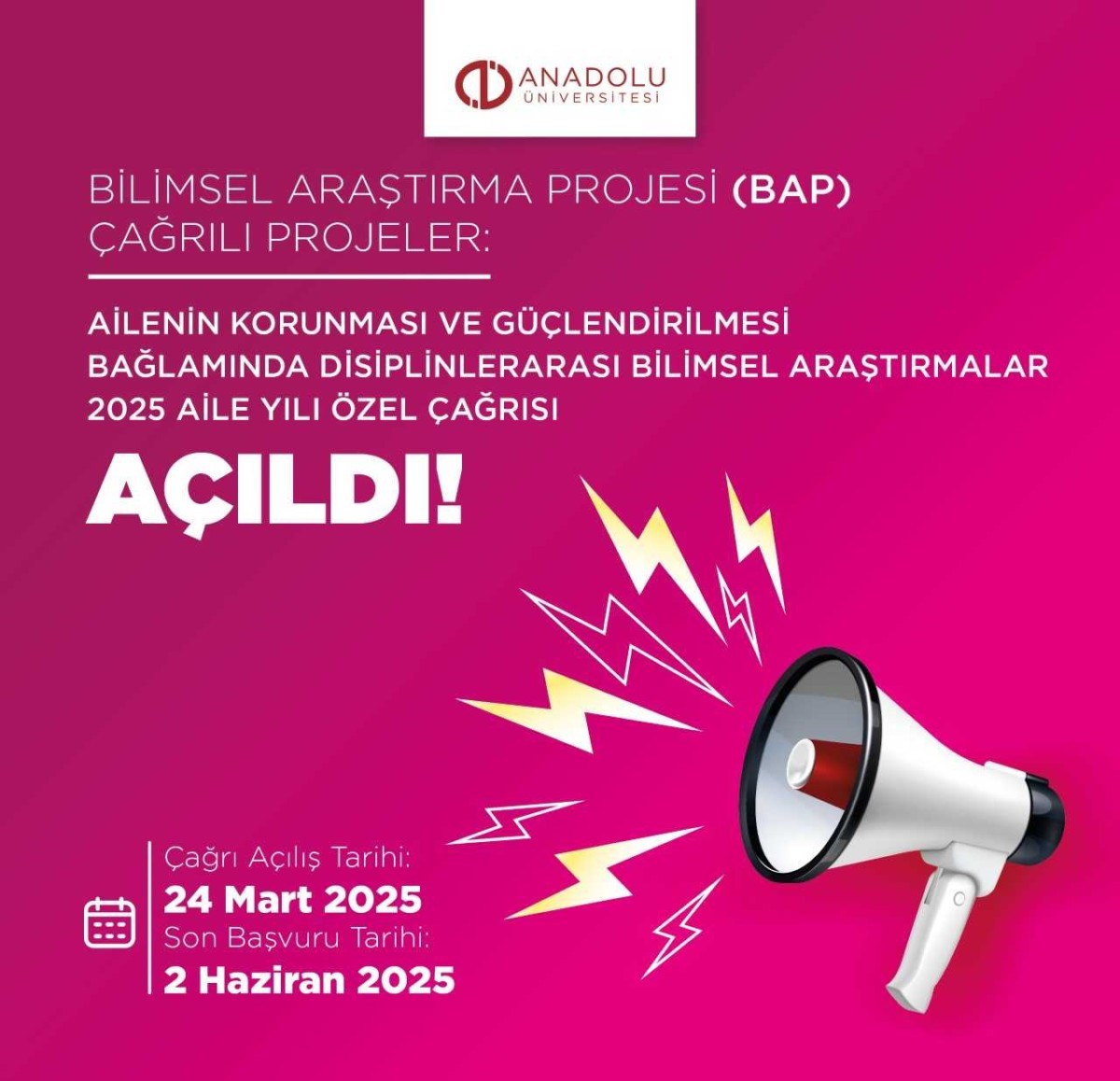 Anadolu Üniversitesinden Aile Yılı’na özel bilimsel araştırma çağrısı