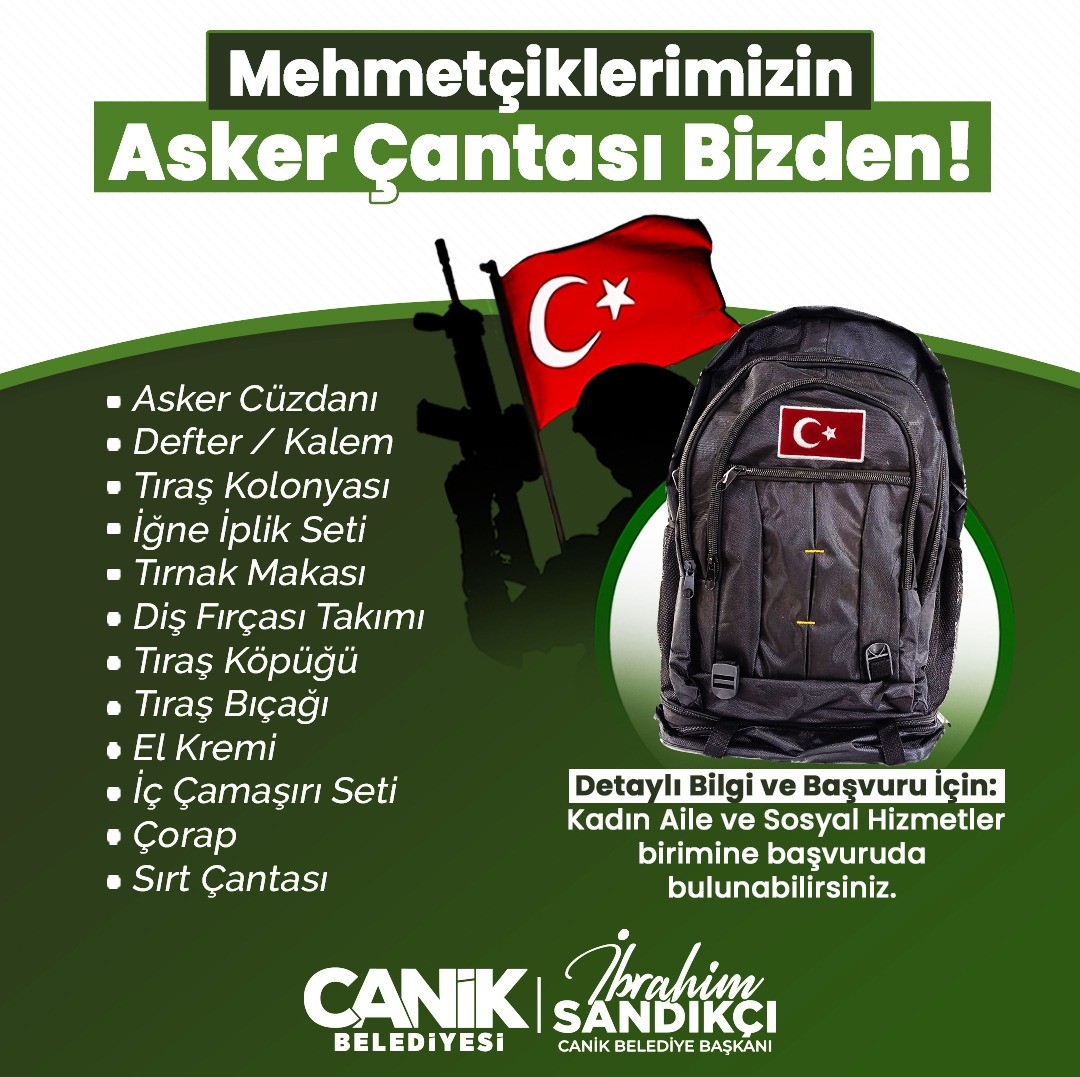Mehmetçiklerin asker çantası Canik’ten