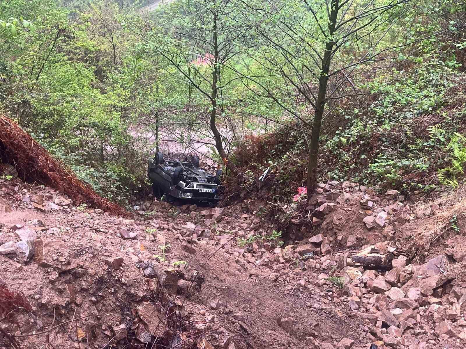 Giresun’da otomobil şarampole devrildi: 4 yaralı