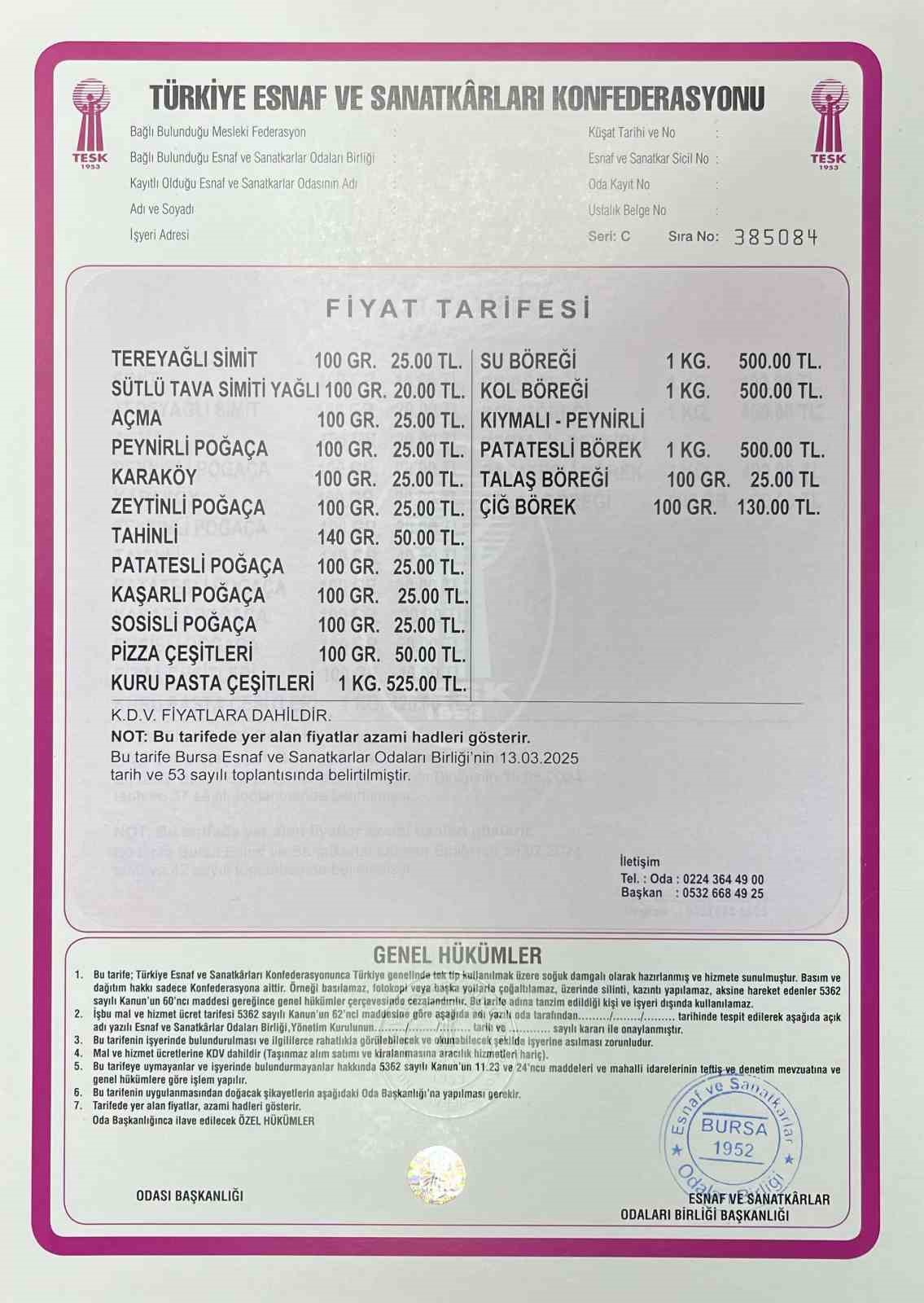 Bursa’da 100 gram simit 25 lira oldu