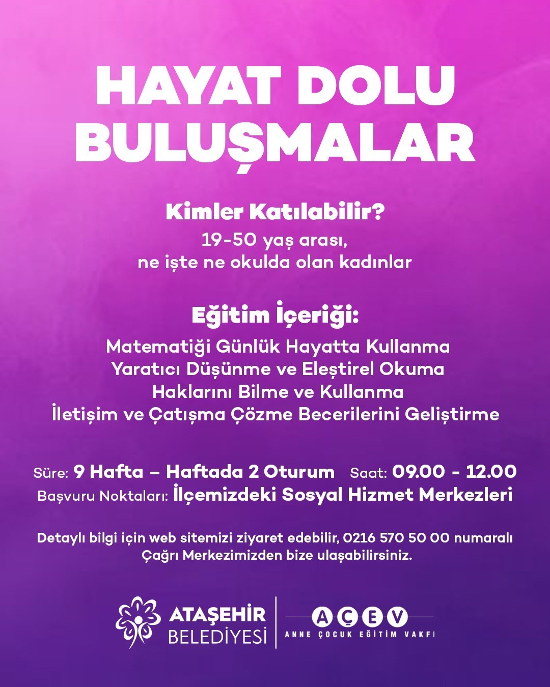 Kadınlara yönelik "Hayat Dolu Buluşmalar" başlıyor