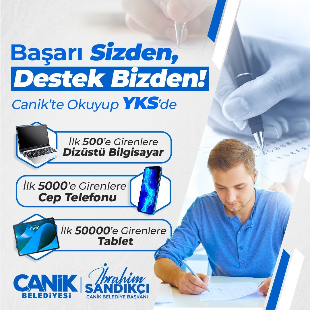 Canik&rsquo;te YKS ve LGS başarısına &ouml;d&uuml;l
