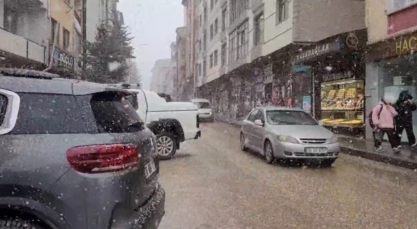 Sarıkamış&rsquo;a nisanda lapa lapa kar yağdı

