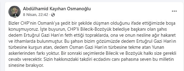 CHP&rsquo;li Başkandan skandal konuşma: "Osmanlı yurt topraklarını yabancılara parsel parsel sattı"

