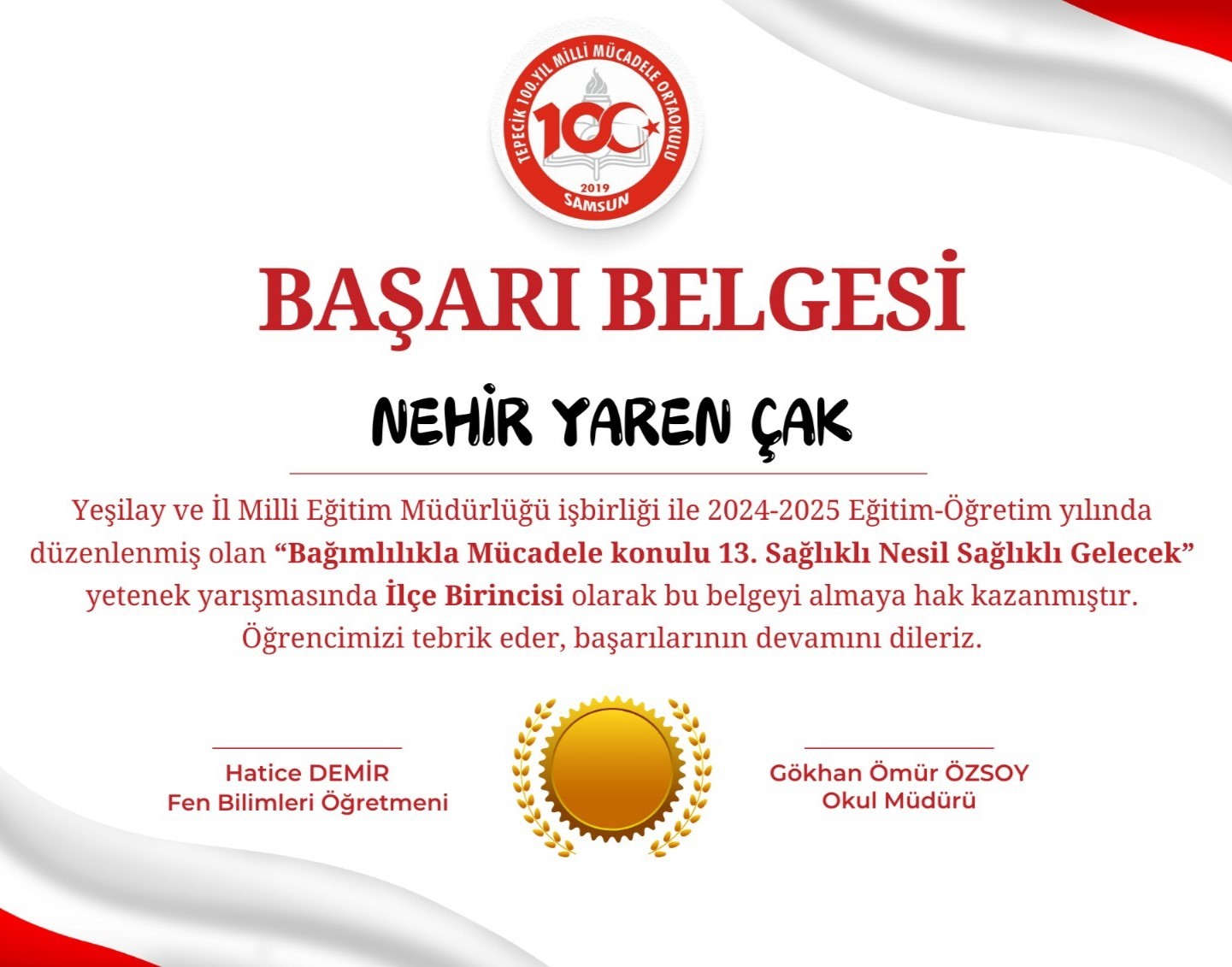 Ortaokul öğrencisinin ‘bağımsızlık’ şiiri ilçe 1.’si oldu