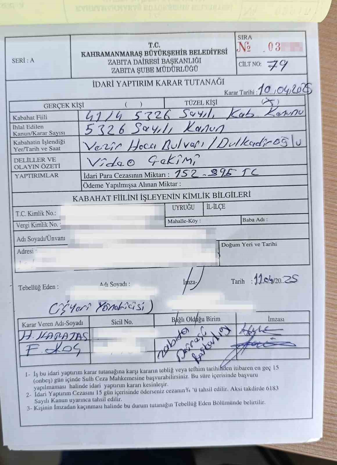 Kahramanmaraş’ta beton mikserine 152 bin lira ceza