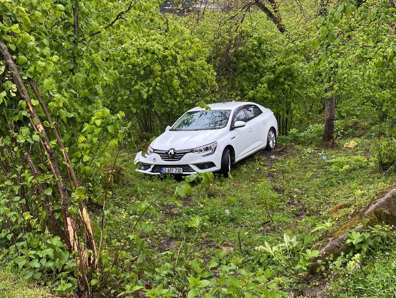Ordu’da otomobil fındık bahçesine uçtu