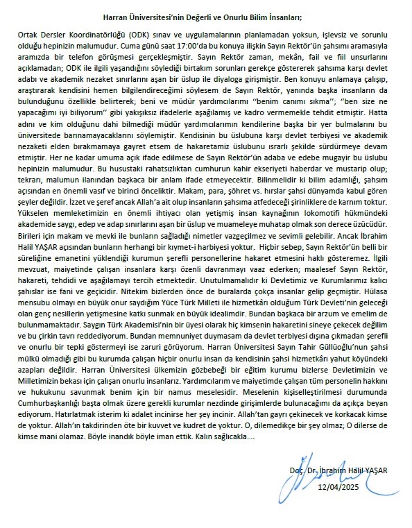 Harran &Uuml;niversitesi Sosyal Bilimler MYO M&uuml;d&uuml;r&uuml; g&ouml;revden alındı
