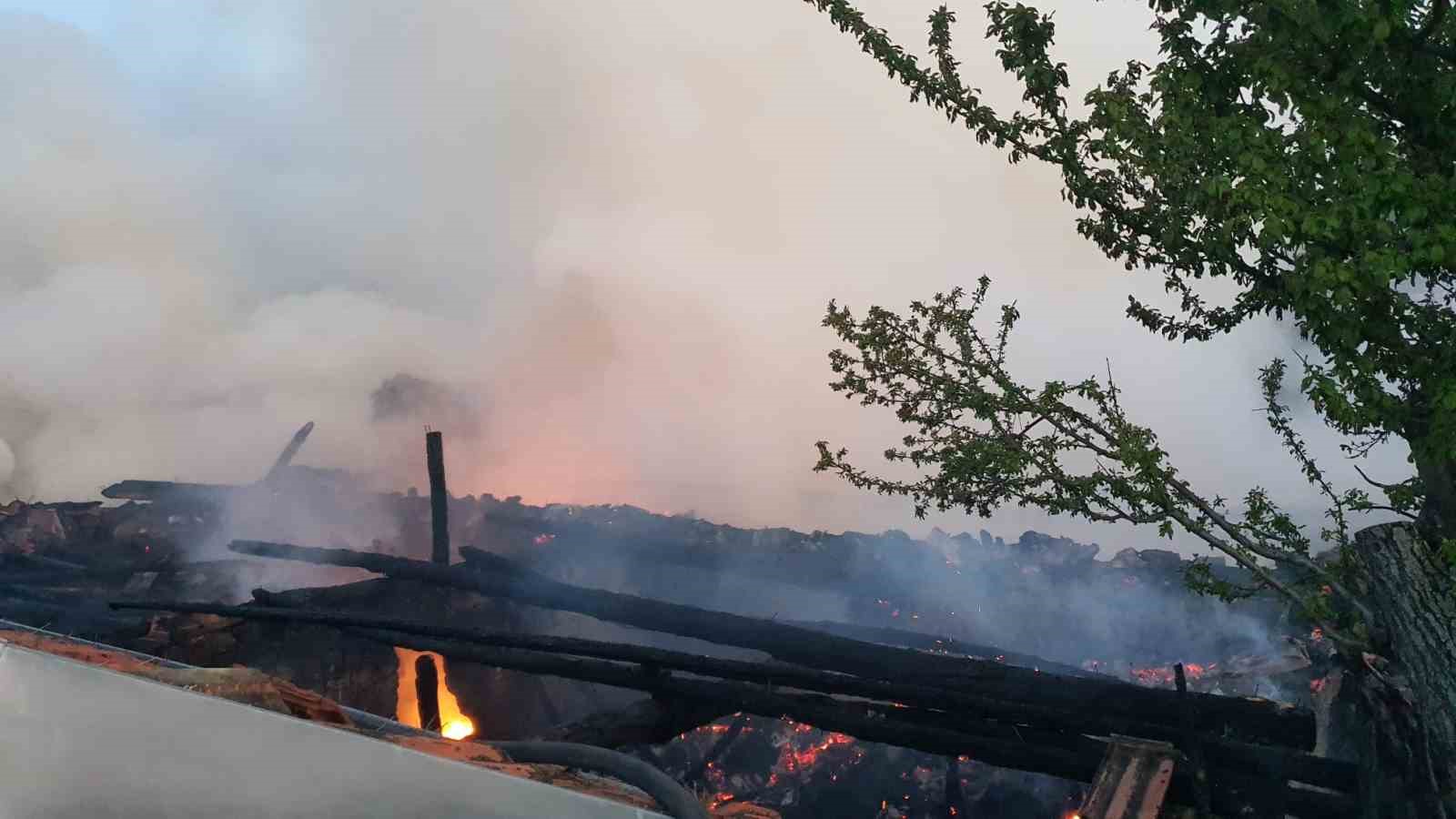 Ahırda başlayan yangın iki evi kül etti