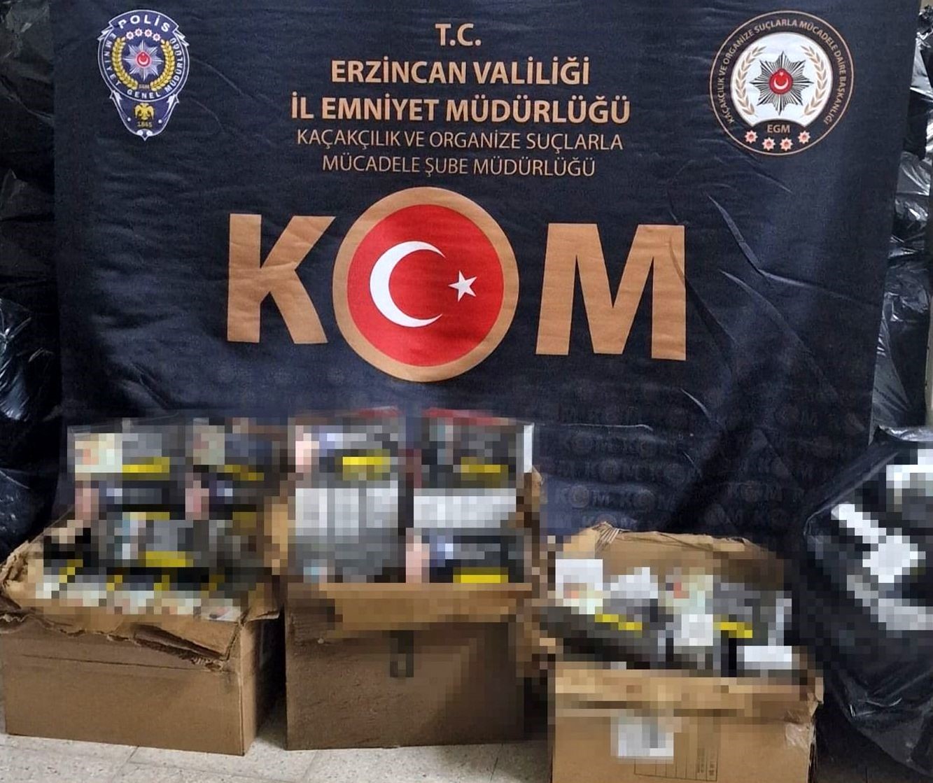 Erzincan’da 5.120.000 dal kaçak boş makaron ele geçirildi