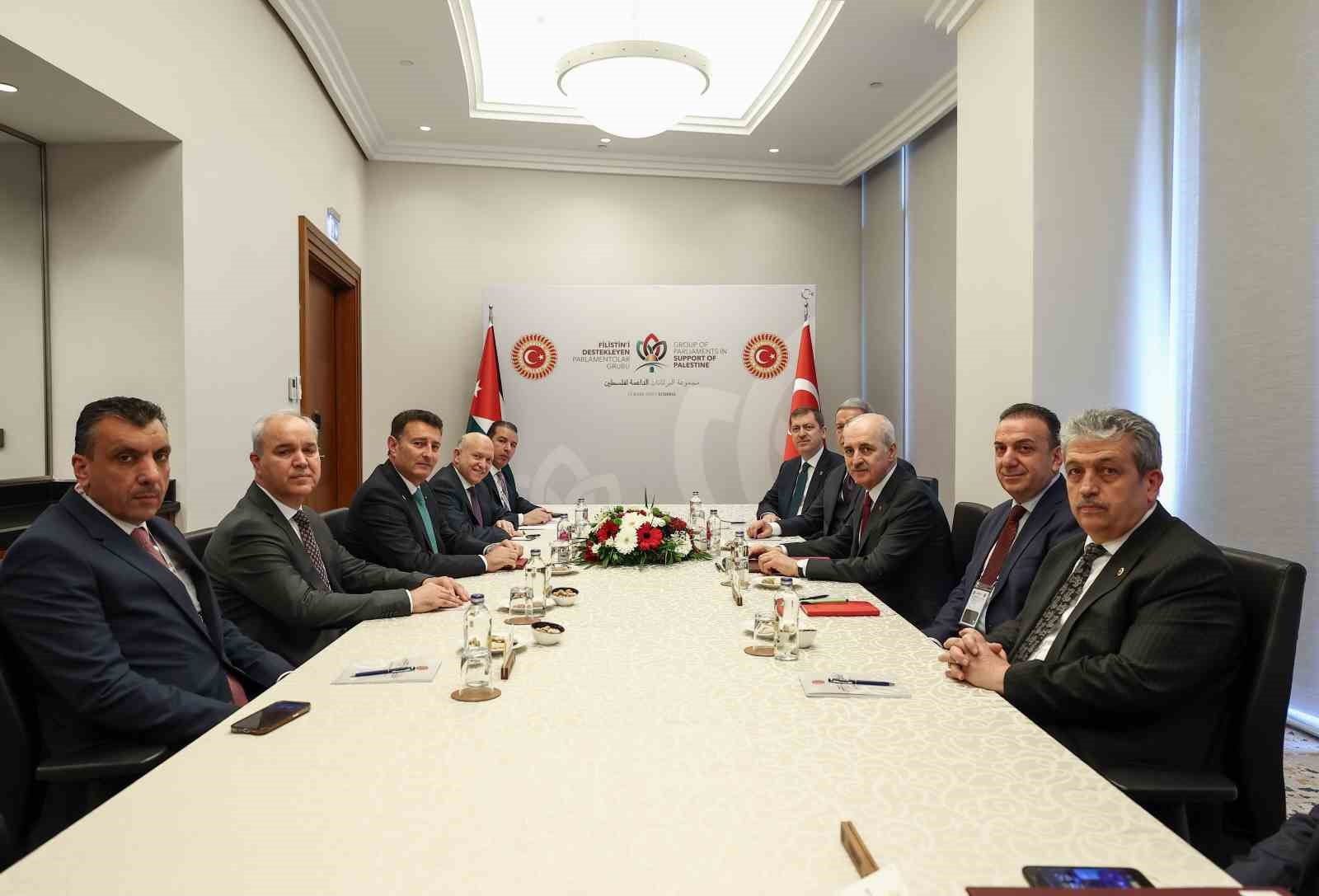 TBMM Başkanı Kurtulmuş, İstanbul&rsquo;da &Uuml;rd&uuml;n Temsilciler Meclisi Başkanı Safadi ile g&ouml;r&uuml;şt&uuml;
